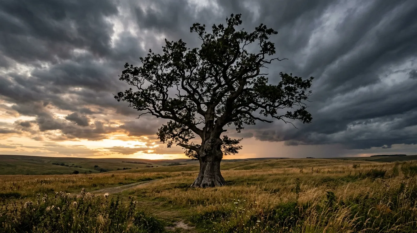 Ancient Oak background — Proverbs 27:17