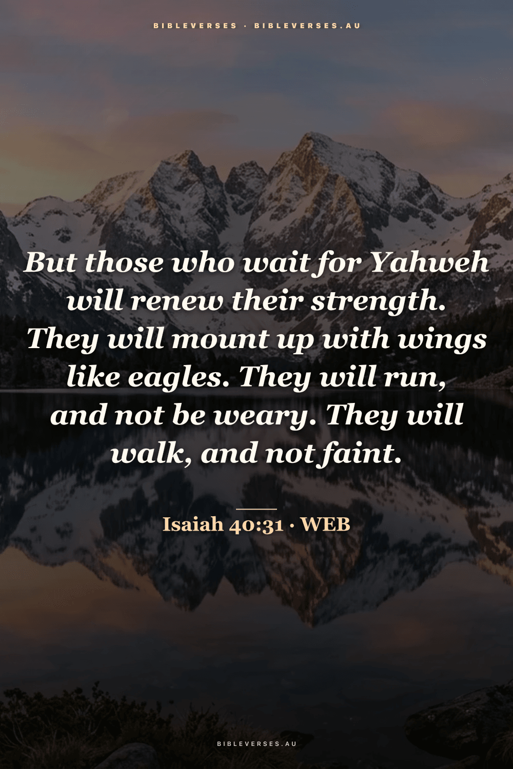 Isaiah 40:31 Bible verse phone wallpaper on a Alpine Lake background — free HD download from bibleverses.au