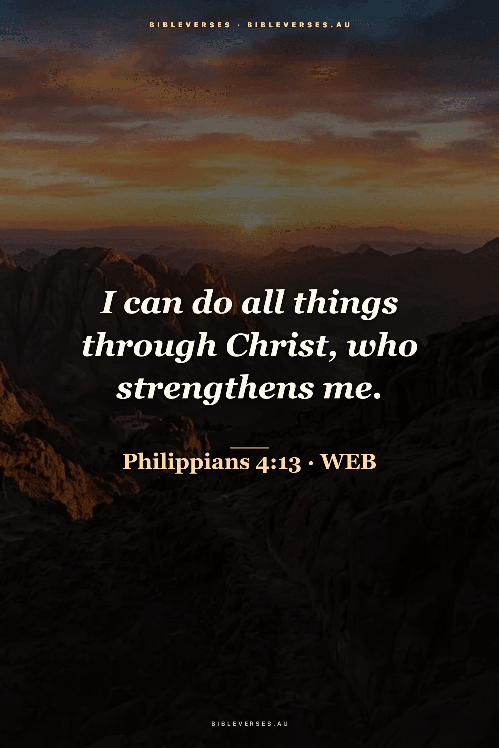 Philippians 4:13 Bible verse phone wallpaper on a Mount Sinai background — free HD download from bibleverses.au